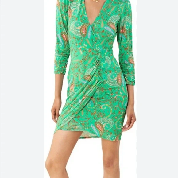 Hale Bob woman’s V neck Green Paisley mini Dress - Picture 10 of 10